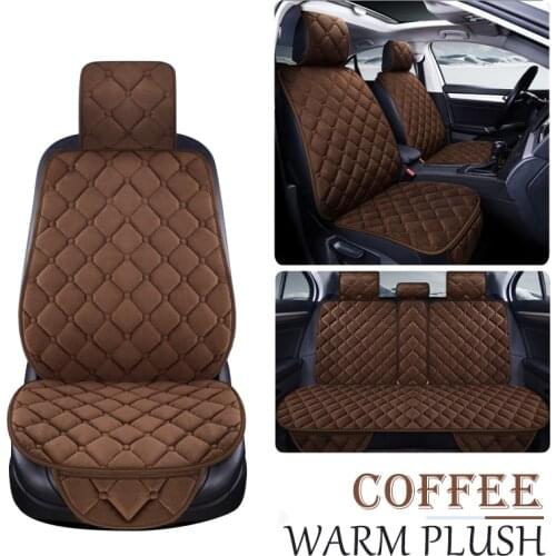 Warm Plush Car Seat Cover Winter Faux Fur Auto Front Back Rear With Backrest Seat Cushion Protector Pad Interior Accessories