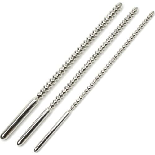 6mm/8mm/10mm Penis Plug Urethral Sounds Beads Dilator Metal Stainless Steel Urethra Beaded Insert Rods Sounding Sex Toys for Men