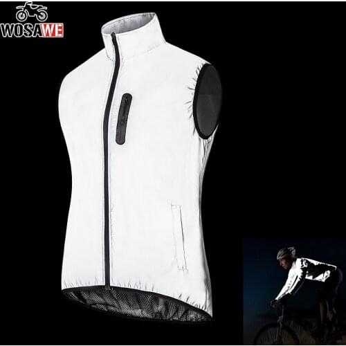 WOSAWE Winter Autumn Full Reflective Vests Night Glowing Bomber Windproof Rainproof Motorcycle Vests Warm bike Windbreaker