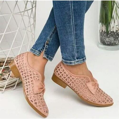 Women Low Heel Pointed Toe Sandals Ladies Slip On Hollow Out Beach Sandals 2020 Summer Female Casual Bow Square Heel Shoes 43
