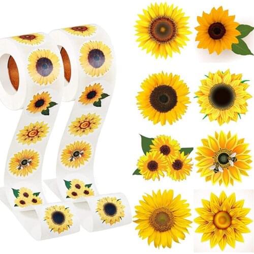 1.5Inch Round Sunflower Wedding Party Sticker Holiday Decor Gift Sticker Birthday Gift Baking Sticker Envelope Invitation Label