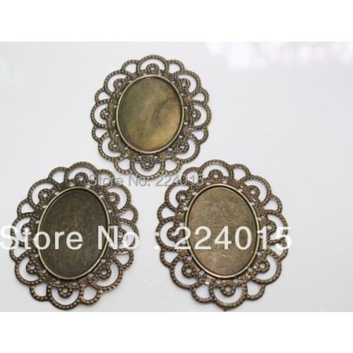100pcs/42*35mm Bronze Tone Filigree Wraps Jewelry Findings Connectors Fit 18*25mm Pendant Cover Rhinestone
