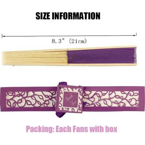 100PCS Wedding Silk Hand Fan Customized Printing Bamboo Cloth Fold Fan With Gift Box Personalized Text Party Decoration Supplies