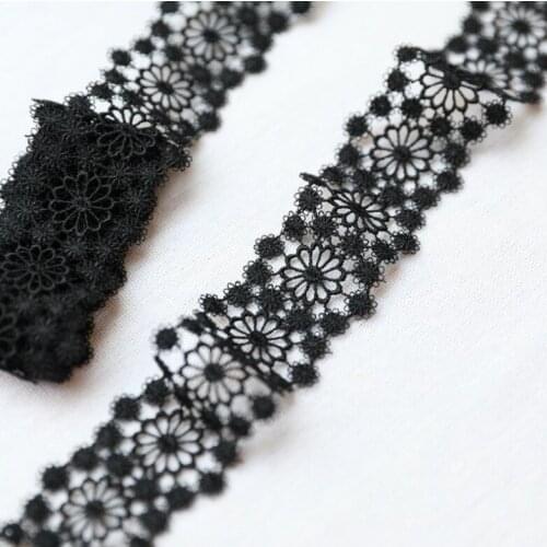 2 Meters/lot Width 4.2cm High Quality Black Lace Ribbon Water Soluble Lace Trim DIY Embroidered For Garment Sewing Lace Fabric