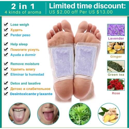 2 In 1 Detox Foot Patches Ginger Bamboo Charcoal Pads Foot Care Tool Detoxify Toxins Weight Loss Improve Sleep Foot Sticker