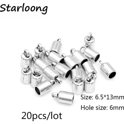 20pcs/lot antique silver plated zinc alloy Cylindrical bead caps leather cord end caps DIY Jewelry making for bracelet necklace