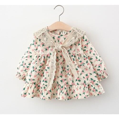2021 Spring newborn baby girl clothes floral long sleeve dress for toddler girl baby clothing outfits casual loose dresses dress