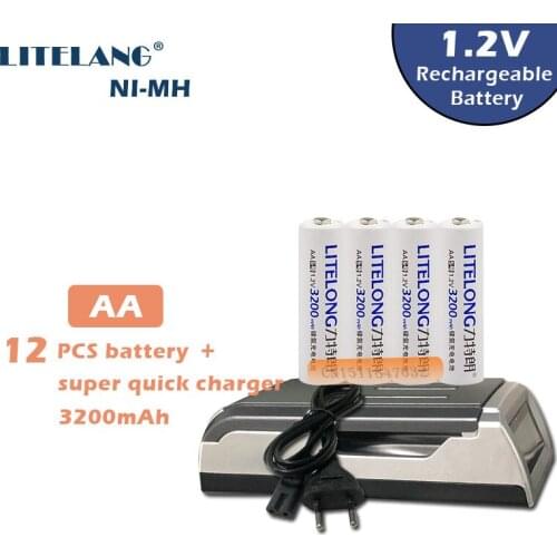 4 x AA 3200mAh Ni-MH rechargeable battery + intelligent 4 cheenl AA/AAA charger CAN charge alkaline Ni-MH Nickel-cadmium battery