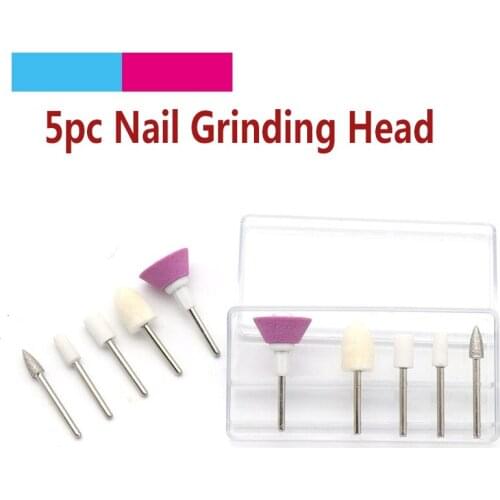 5pc 2.35mm Shank Grinding Head Ceramic Wool Nail Drill Bit Electric Drill Manicure Pedicure Machine Tools Nail Drill Accessories