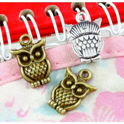 60pcs Owl Charms Antique Bronze Color Antique Silver Plated Zinc Alloy Charms Pendants Metal Jewelry Findings Fit DIY 16.7*11.9M