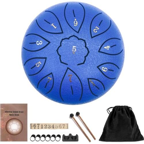 6 Inch Metal Tongue Drum 11-Tone Hand Pan Drum Tank Drums with Drumsticks Finger Cots Drum Bag Percussion Instruments