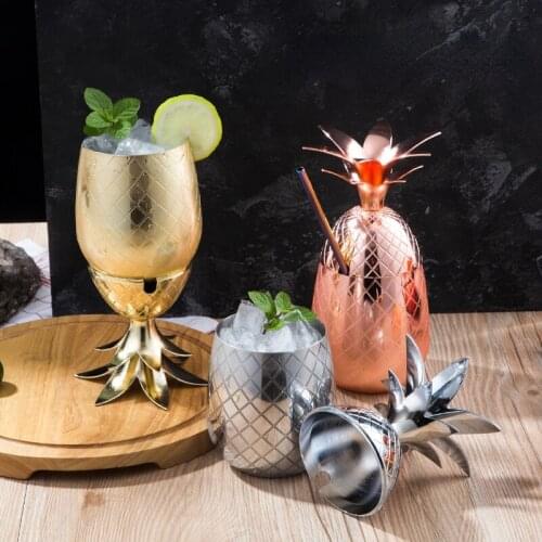 500ml Wine Cup Stainless Steel Pineapple Shape Cocktail Glass Bar Cafe Fashion Party Mug
