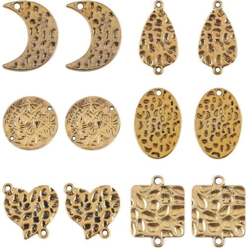 Zinc Alloy Beads For Jewelry Making Moon Square Heart Oval Round Metal Pendants Hoop Earrings Necklaces DIY Craft Accessories