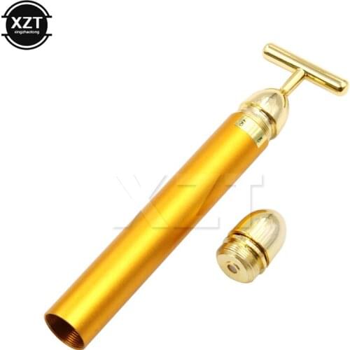Hot sale Vibration Facial Beauty Roller Massager Slimming Face 24k Gold Stick Lift Skin Tightening Wrinkle Bar Face with Bag