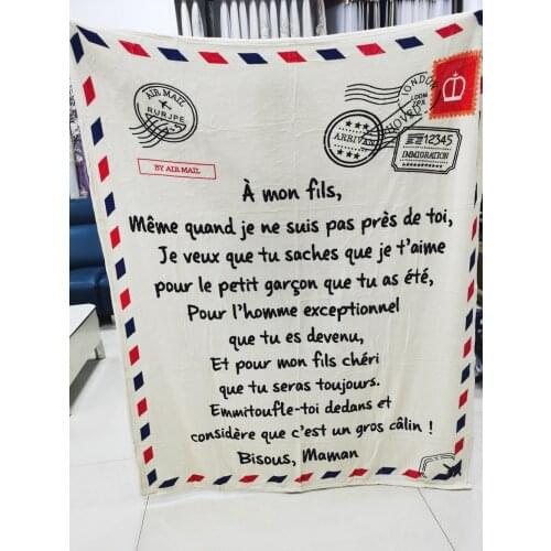 France Letters Blanket to My son in French Throw Blanket for Love Birthday Gift Bed Sofa Home Textiles