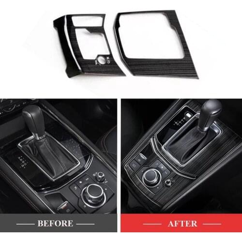JEAZEA 2Pcs Black Stainless Steel Gear Shift Position Handbrake Panel Frame Cover Decor Trim Kit For Mazda CX-5 CX5 2.0L 2017