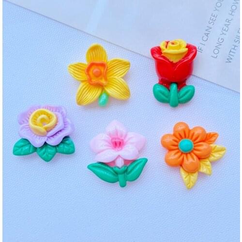 20Pcs Kawaii Mixed Cute A Beautiful Flower Flat back Resin Cabochons Scrapbooking DIY Jewelry Craft Decoration Accessorie J98