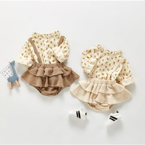 Newborn Baby Girls Romper Set Spring Baby Romper+ T-shirt 2pcs/ Set Toddler Infant Jumpsuit Floral Grls Clothes Cotton Overalls