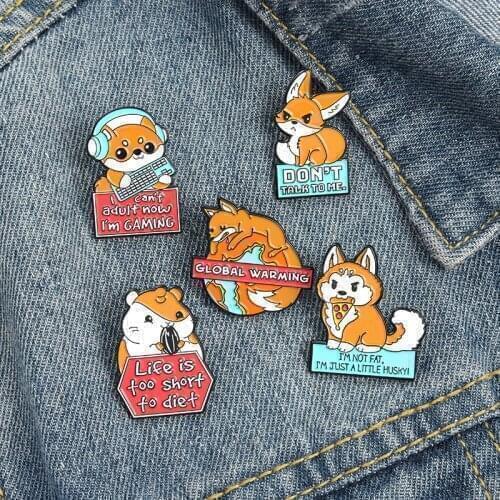 Creative Cartoon Animal Enamel High-end Corgi Fox Squirrel Backpack Collar Brooch Accessories Backpack Badges Gifts For Friends