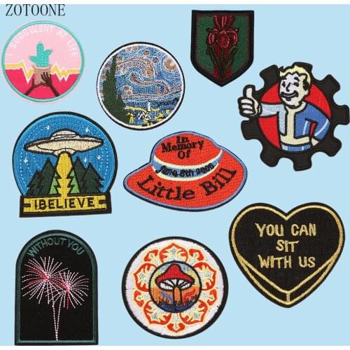 ZOTOONE Creative Patches on Clothing Embroidered Patches for Clothes Circle Badges Applique on Garment Iron on Stickers Decors E