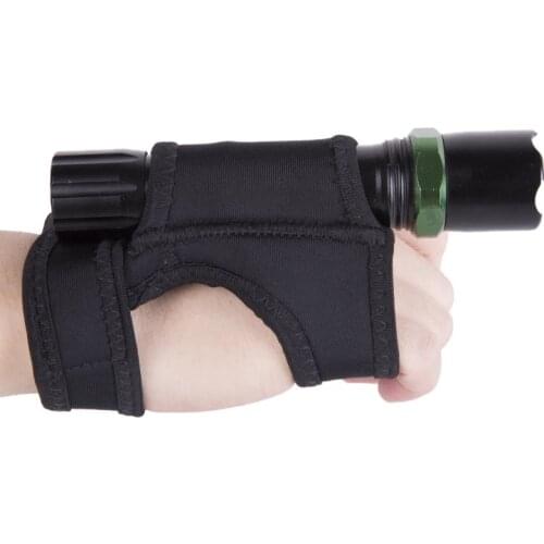 Sturdy Underwater Scuba Diving Dive LED Torch Flashlight Holder Soft Black Neoprene Hand Arm Mount Wrist Strap Glove Hand Free