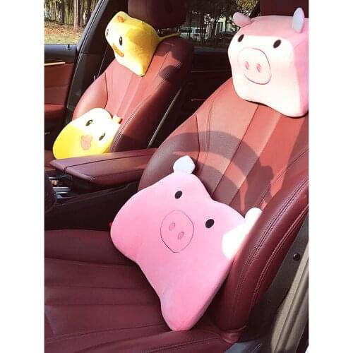 Car cute head pillow waist support set memory Cotton auto seat neck pillow headrest Lumbar support pillow Pig Duck