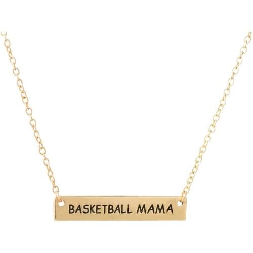 10pcs Fashion Sport Style Bar Pendant Handmade Lettering"Baketball Mama"Necklace Jewelry Personality Bar Necklace