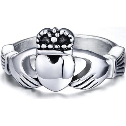 Fashion Vintage Christmas Gift Love Design Crown Hand Heart Ring Claddagh Ring For Women Jewelry