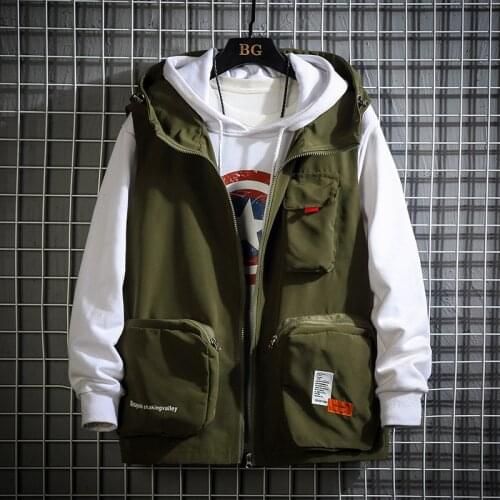 Men Sleeveless Jacket And Coat Streetwear 2021 Fashion Vests Winter Cargo Waistcoat Outwear
