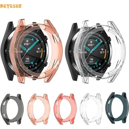 Soft TPU Transparent Case For Huawei Watch GT 42mm 46mm Smartwatch Replacement Full Screen Protective Frame Sport Shell Cover
