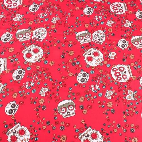 Novelty Flower Skulls Cotton Fabric Abstract printed Cotton Twill DIY Sewing sold by Yard