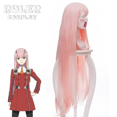 1:1 DARLING in the FRANXX 02 Cosplay Wigs Zero Two Wigs 100cm Long Pink Synthetic Hair Perucas Cosplay Wig + Wig Cap