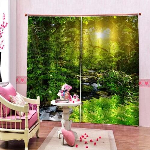 Custom Forest Landscape Curtain Green Curtains For Living Room Bedroom Window Home Decor Kitchen Drapes