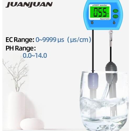Professional 2 in 1 pH EC meter for Aquarium Multi-parameter Water Quality Monitor Online pH / EC monitor Acidometer 40% off