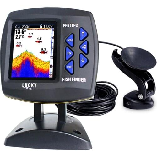 Fish Finder FF918-C100DS Color Screen Wired Fish Finder Dual Frequency 328ft/100m Water Depth Boat Fish Finder