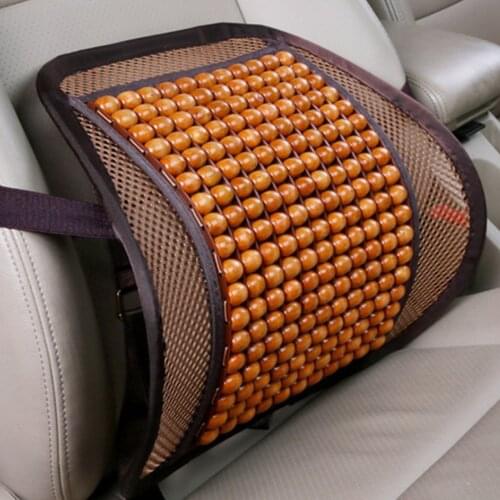 Car Back Support Chair Wood Beads Chair Support Massage Lumbar Waist Cushion Mesh Ventilate Cushion Pad For Car Office Home