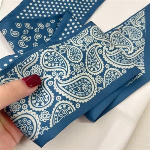 Tropical Pop Women Headband Fashion Long Paisley Dot Hair Band Bag Wrist Skinny Scarf Ribbon Foulard Neck Tie Bandana 2021 New