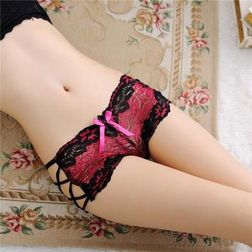 Briefs Sexy Underwear Hollow Out Women Lace Breathable Fabric Bandage Strap Side Panties All Seasons Comfortable Boxer Panties