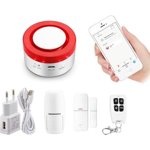 Smart Home Security Wifi Tuya App Remote Smart Strobe Alarm Siren 120dB Work With Tuya Door Sensor PIR Water Detecter