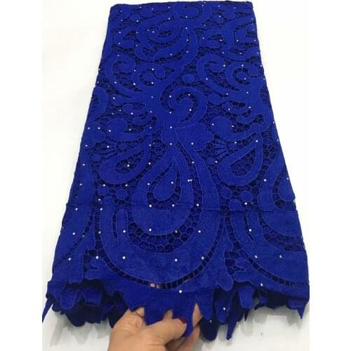 Water soluble royal blue Swiss voile Nigerian french tulle organza high quality embroidery milk silk guipure cord lace fabrics