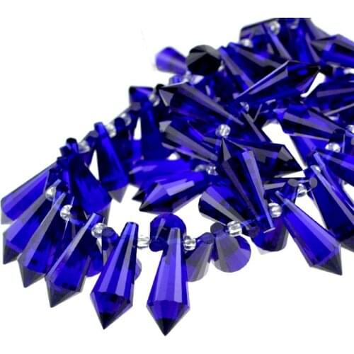 TOP quality 8x20mm 50pcs AAA cone teardrop crystals beads royal blue color glass loose beads for bracelet Jewelry Making