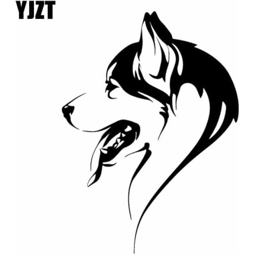 YJZT 11.8X16.3CM Funny Vinyl Decal Abstract Dog Head Of Husky Animal Pet Car Stickers Black/Silver C24-1254
