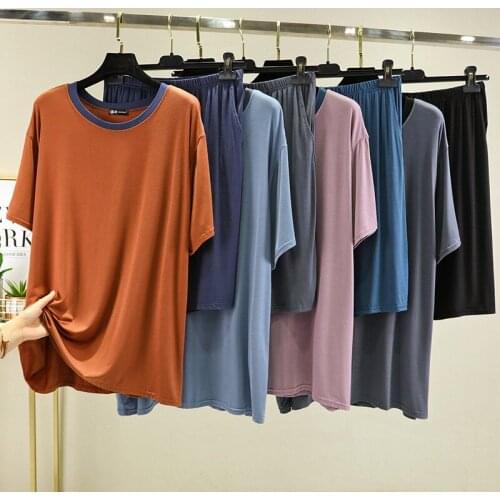 4XL-6XL Pijama Mujer Plus Size Womens Pajamas Set Modal Short Sleeve Sleepwear Summer Thin Nightwear Suit Home Clothes