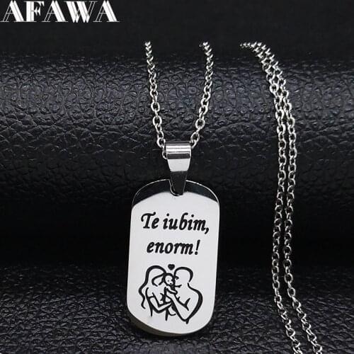 Te Iubim Enorm Stainless Steel Family Necklace Womne/Men Family Chain Necklace Jewelry Christmas Gift collares N19850