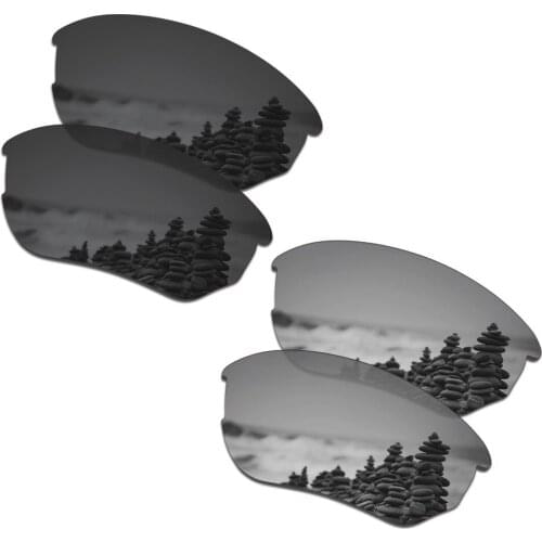 SmartVLT 2 Pairs Polarized Sunglasses Replacement Lenses for Oakley Flak Beta Stealth Black and Silver Titanium