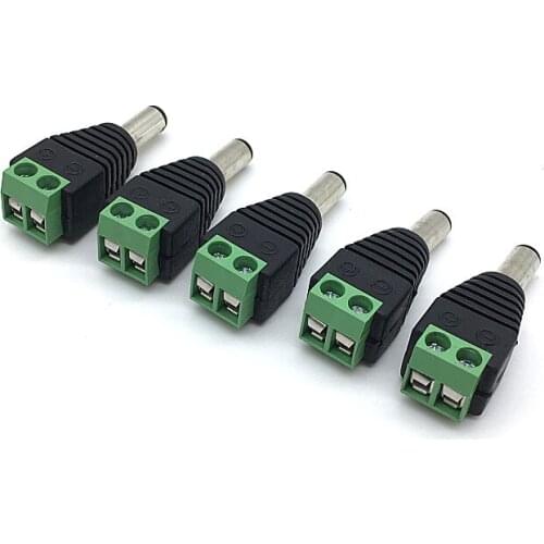 5pcs CCTV Cameras 5.5mm x 2.1mm Male DC Power Plug Adapter Connector Male Plug Socket
