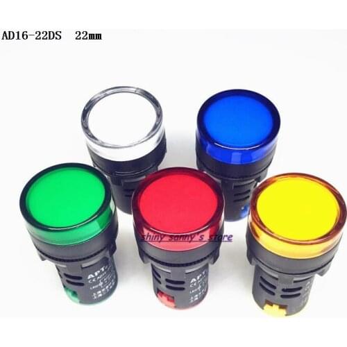 5 Pcs/Lot AD16-22D/S 22mm Mixed Color AC/DC 12V,24V,36V,110V, AC220V LED Power Indicator Signal Light Pilot Lamp