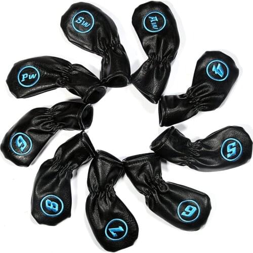 9Pcs/set Golf Iron Covers Waterproof PU Soft Fluff Inside Puppy White Black Golf Headcover for Iron Set