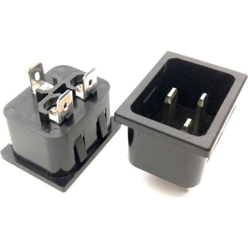 2PCS SS-3A-1 AC 250V 16A 3 Pin Panel Mount IEC320 C20 Male Plug Power Socket Adapter