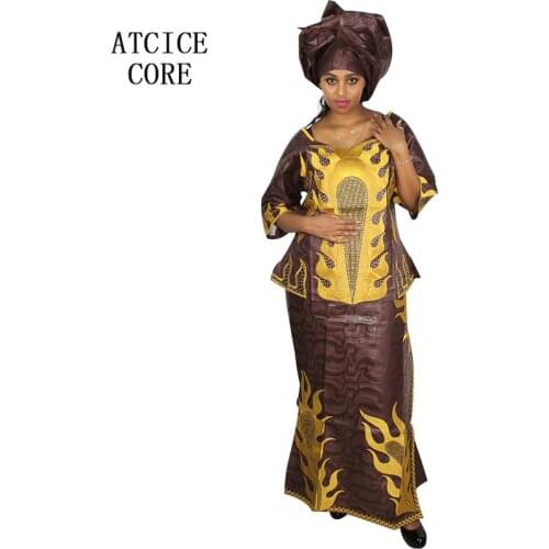 African dresses for women FREE SHIPPING NEW FASHION DESIGN AFRICAN BAZIN RICHE EMBROIDERY SHORT RAPPER WITH SCARF DP88